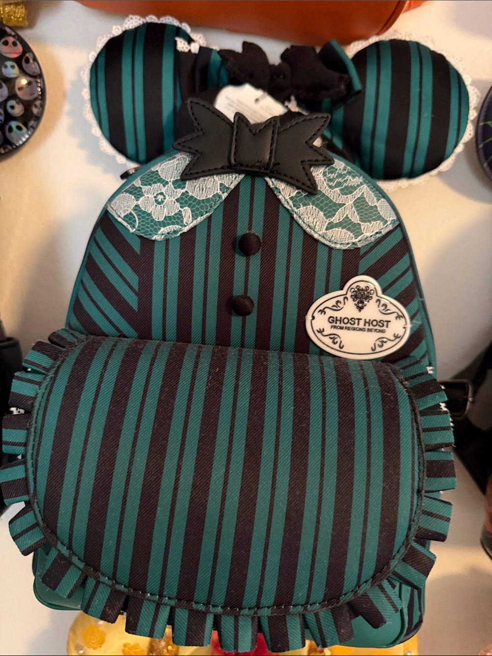 Hunted mansion Striped Mini Backpack - green& Black. Comes with ears viral new